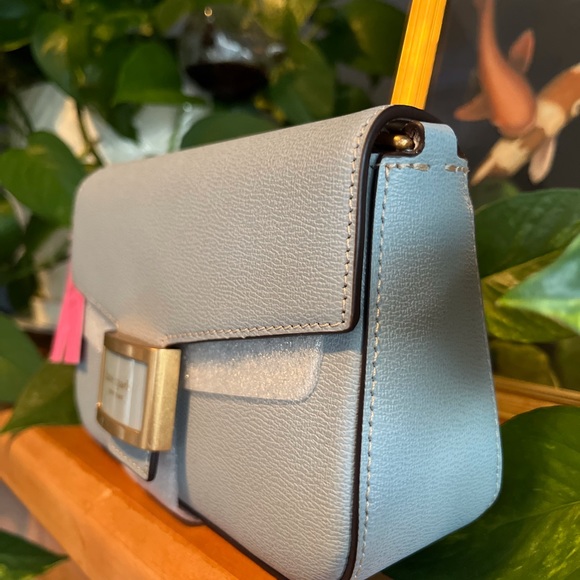 NWT Kate Spade Katy Textured Leather Flap Chain Crossbody in Ocean Beach $258 - Picture 8 of 10